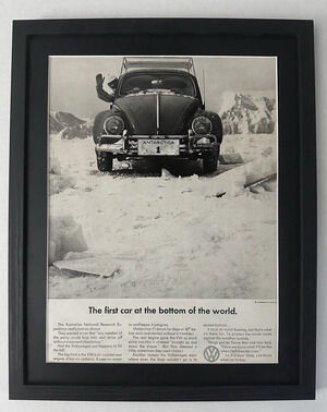 Framed 1965 Original Ad Volkswagen Bottom of World VW 11x14
